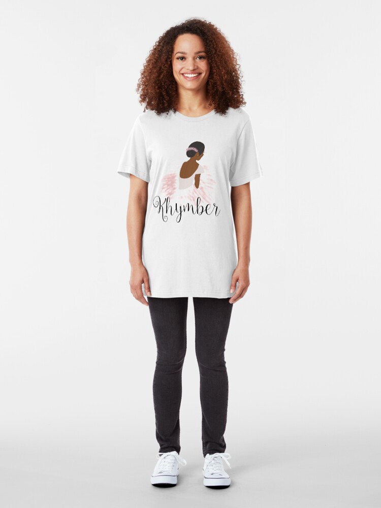 Alternate view of Khymber Personalized African American Dancer Ballerina Slim Fit T-Shirt