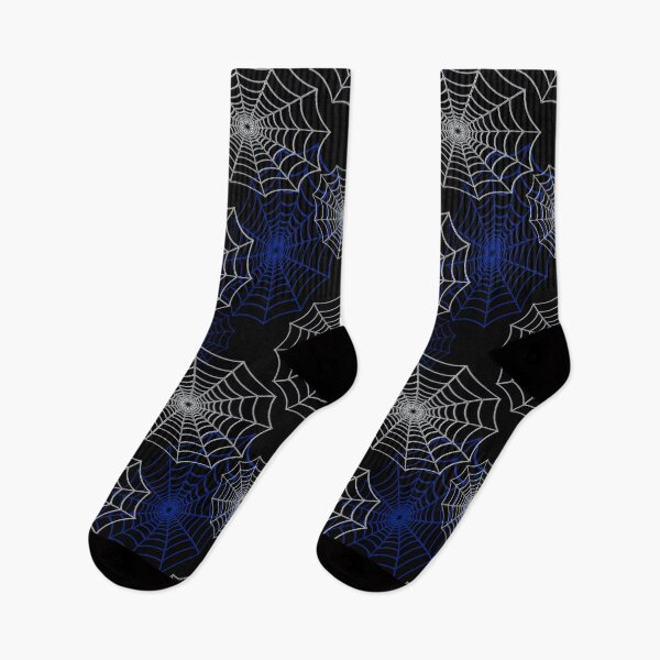 Item preview, Blue and White Spider Web Cobweb Silk Halloween Pattern on Dark Black designed and sold by Creepyhollow.