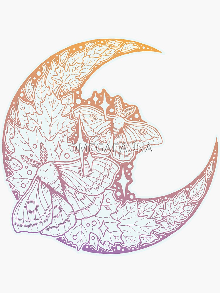 Moth & Moon | Pastel Moonrise Palette | Nature Art by OMEGAFAUNA
