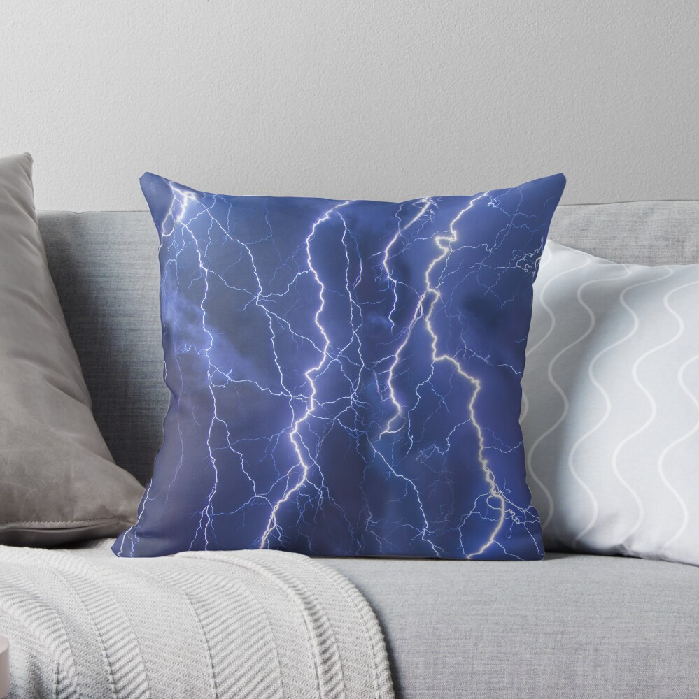 Dazzling blue lightning Throw Pillow