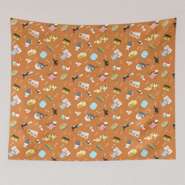 Item preview, Cats Baking Cakes and other Sweets, in Orange designed and sold by ninniku.