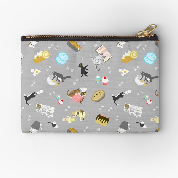Cats Baking Cakes and other Sweets, in Grey Zipper Pouch
