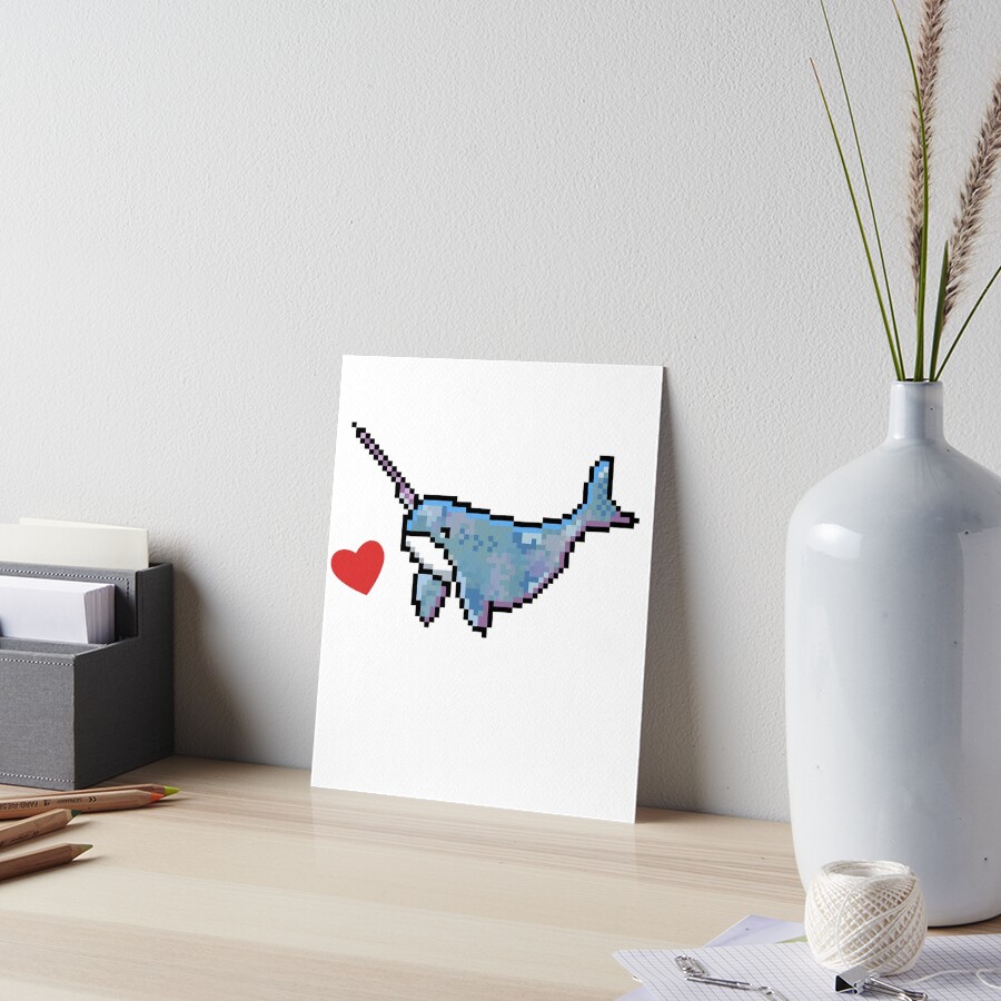 "Narwhal Pixel Art" Art Board Print by suoplushie Redbubble