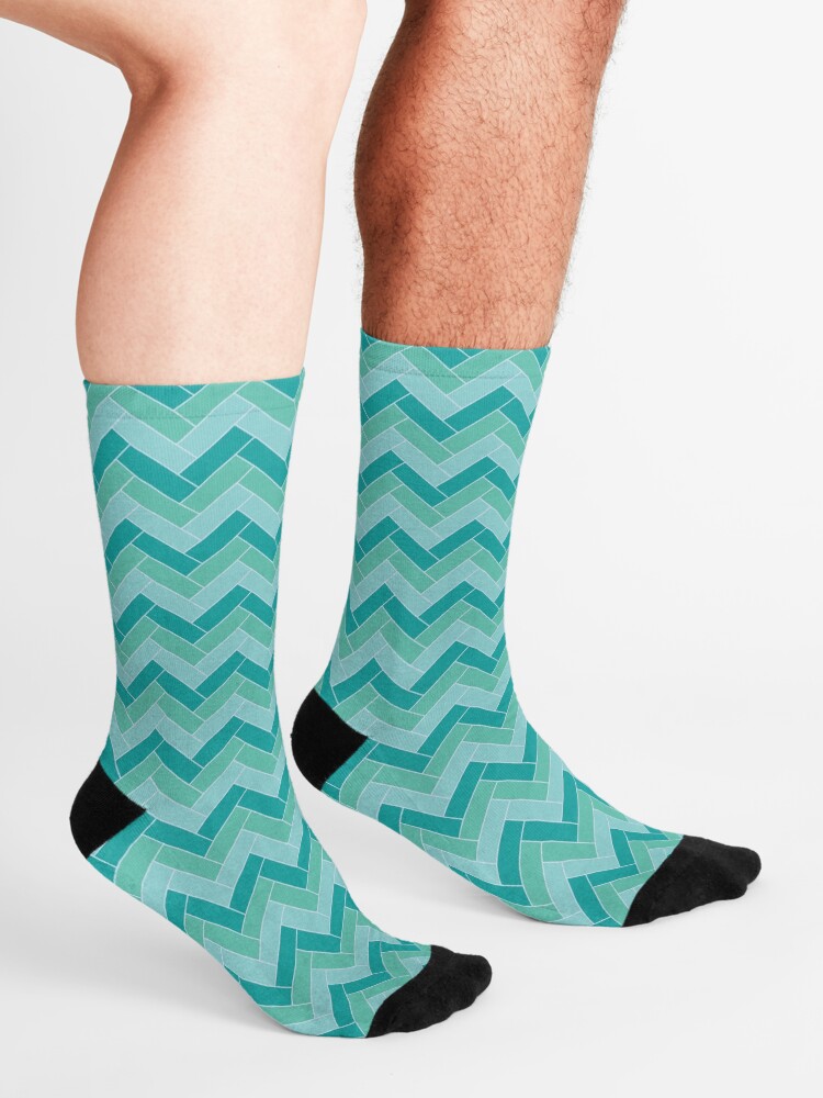 Alternate view of Geometric Pattern: Herringbone: Moss Socks