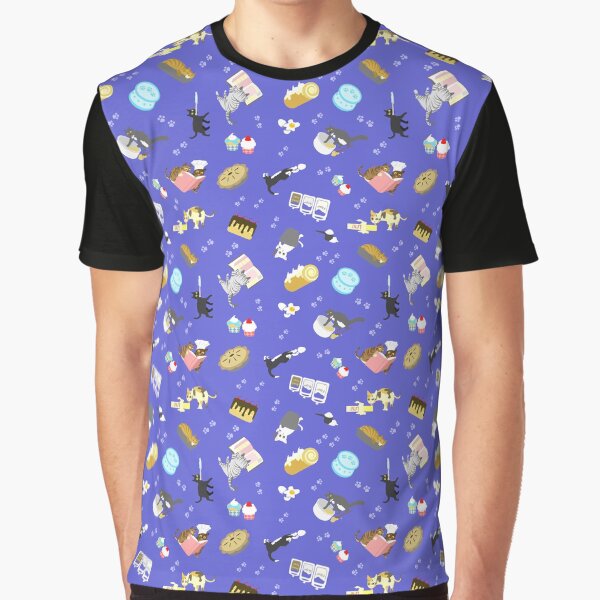 Cats Baking Cakes and other Sweets, in Blue Graphic T-Shirt