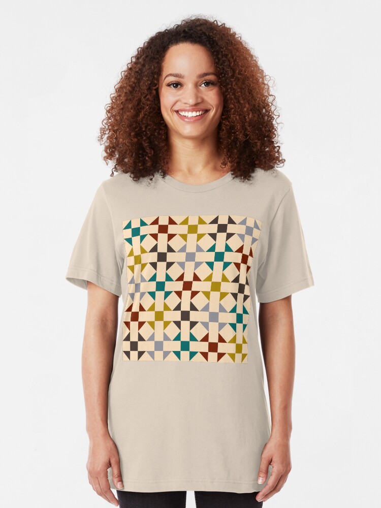 Alternate view of Geometric Pattern: Quilt: Autumn Slim Fit T-Shirt