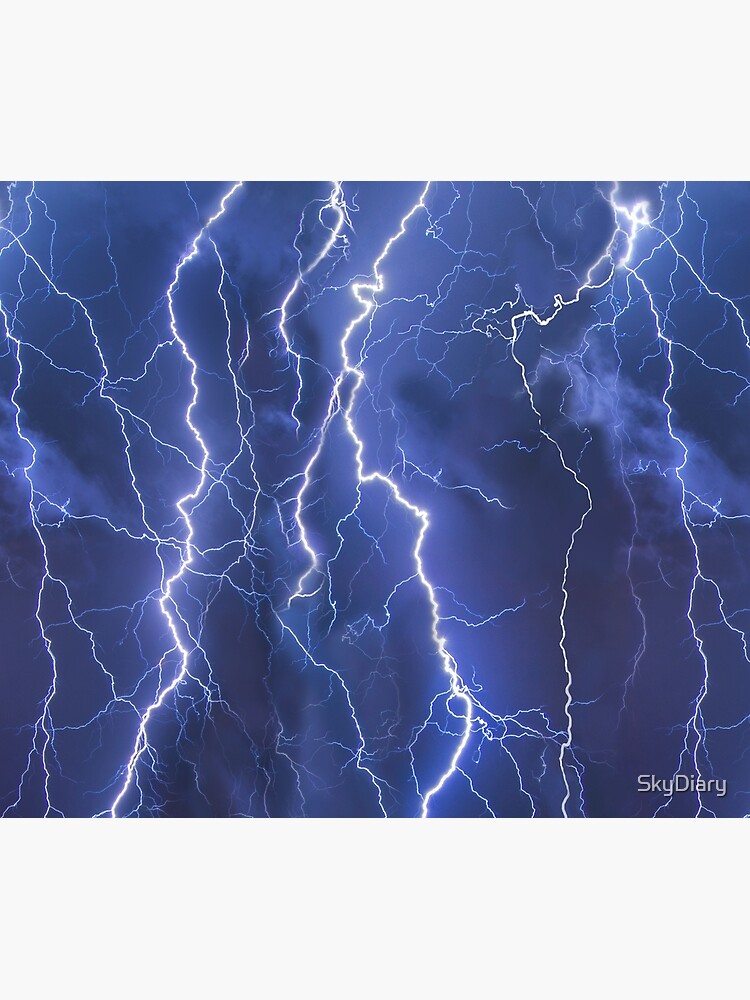 Thumbnail 6 of 6, Throw Blanket, Dazzling blue lightning designed and sold by SkyDiary.
