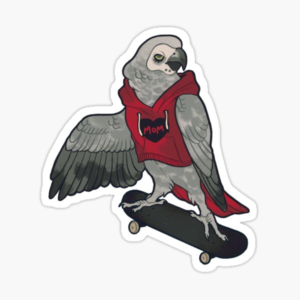 African Grey Skater Sticker