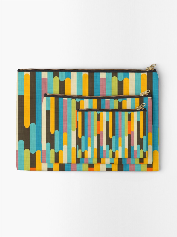 Alternate view of Retro Color Block Popsicle Sticks Blue Zipper Pouch