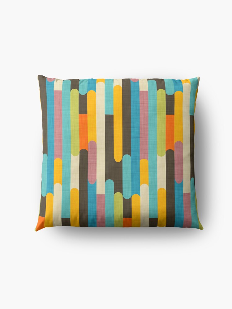 Alternate view of Retro Color Block Popsicle Sticks Blue Floor Pillow