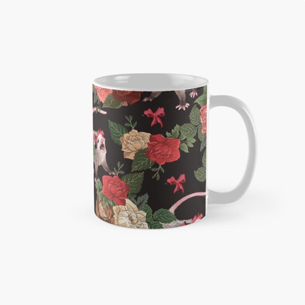 Item preview, Opossum floral pattern designed and sold by dcrownfield.