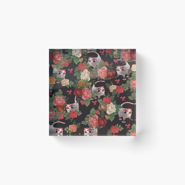 Item preview, Opossum floral pattern designed and sold by dcrownfield.