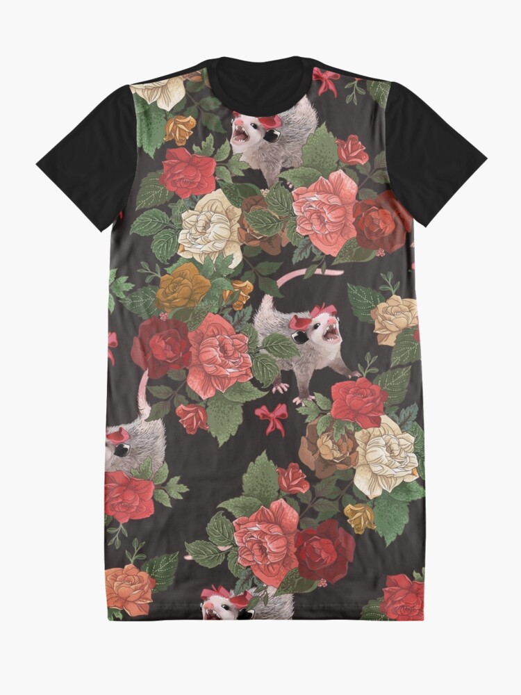 Alternate view of Opossum floral pattern Graphic T-Shirt Dress