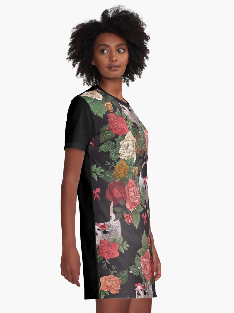 Alternate view of Opossum floral pattern Graphic T-Shirt Dress