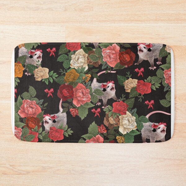 Item preview, Opossum floral pattern designed and sold by dcrownfield.