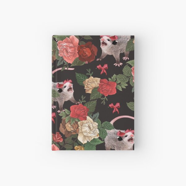 Opossum floral pattern Hardcover Journal