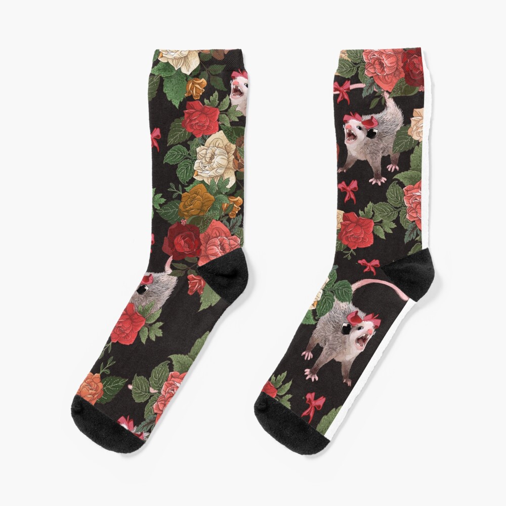Opossum floral pattern Socks