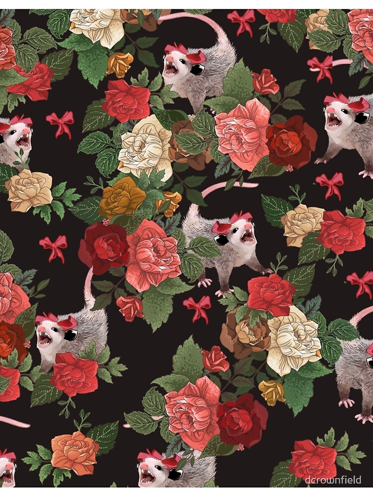Opossum floral pattern by dcrownfield