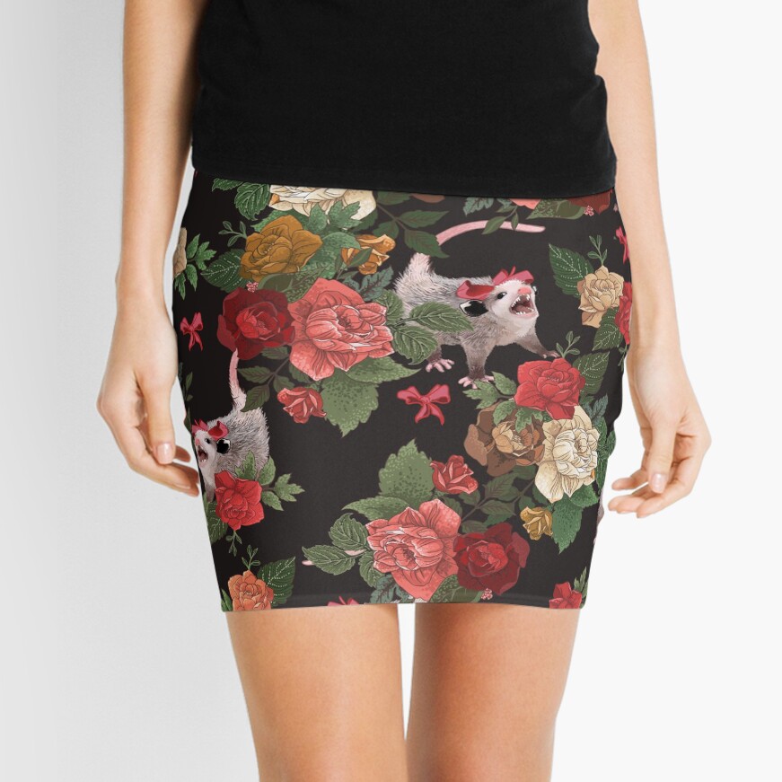 Opossum floral pattern Mini Skirt