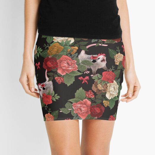 Opossum floral pattern Mini Skirt