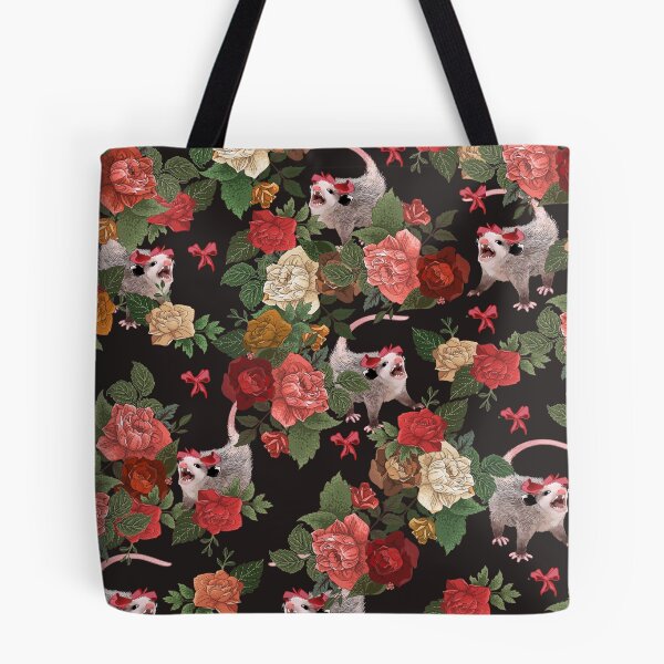 Item preview, Opossum floral pattern designed and sold by dcrownfield.