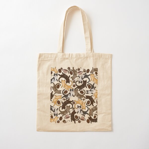 Coffee Cats Zipper Canvas Tote Bag