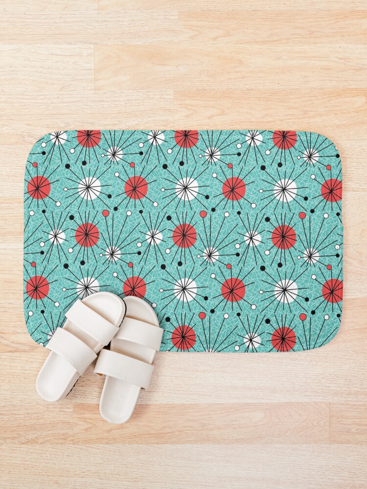 Alternate view of Mid Century Aqua Orange Bath Mat