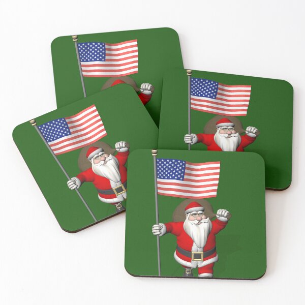 Item preview, Patriotic Santa Claus With US Flag designed and sold by Mythos57.