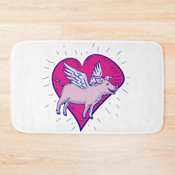 Item preview, Pig With Wings Flying Heart Doodle designed and sold by patrimonio.