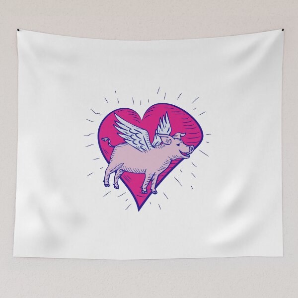 Item preview, Pig With Wings Flying Heart Doodle designed and sold by patrimonio.