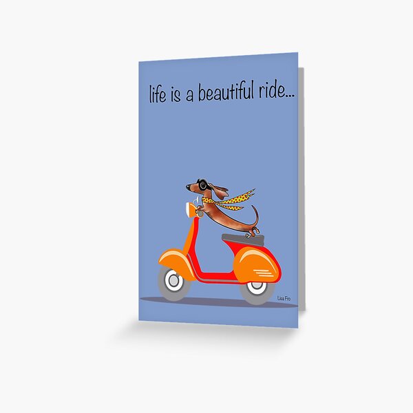 Dachshund en Vespa Tarjetas de felicitación