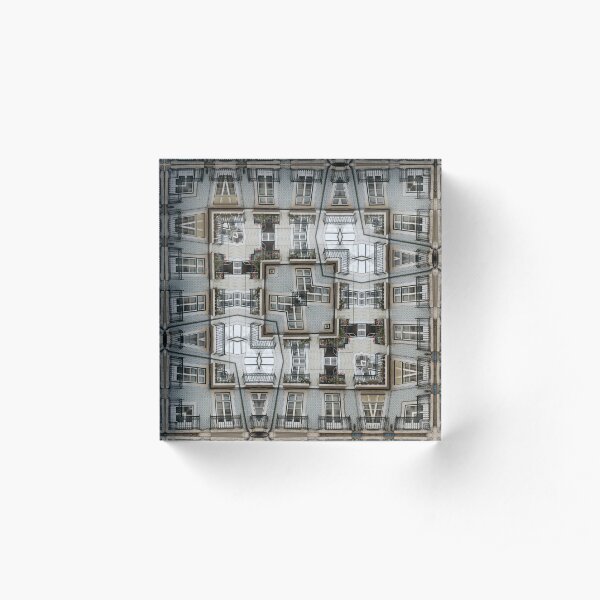 Connecting Balconies Kaleidoscope Photo Manipulation Pattern Acrylic Block