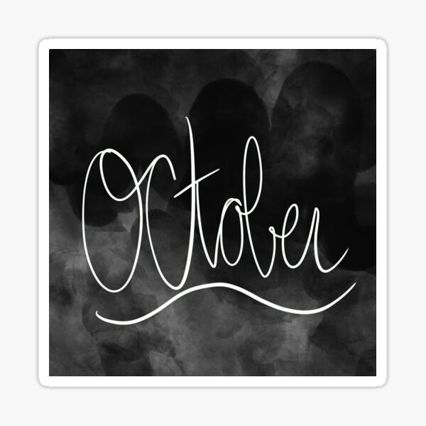 October Monthly Calligraphy Cover Artwork Sticker