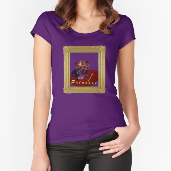 Yorkie Princess Tiny Puppy Spoiled Fitted Scoop T-Shirt