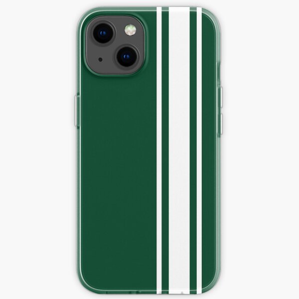 British Racing Green avec des fines rayures blanches Coque souple iPhone