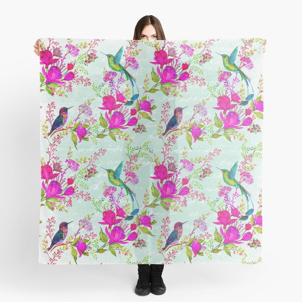 Exotic Hummingbird Pattern Scarf