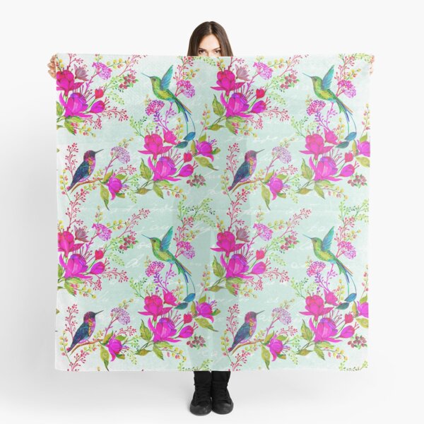 Exotic Hummingbird Pattern Scarf