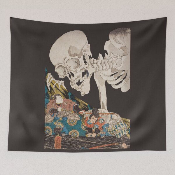 Item preview, Skeleton Ghost Ukiyo-e Woodblock Print designed and sold by VintageArchive.