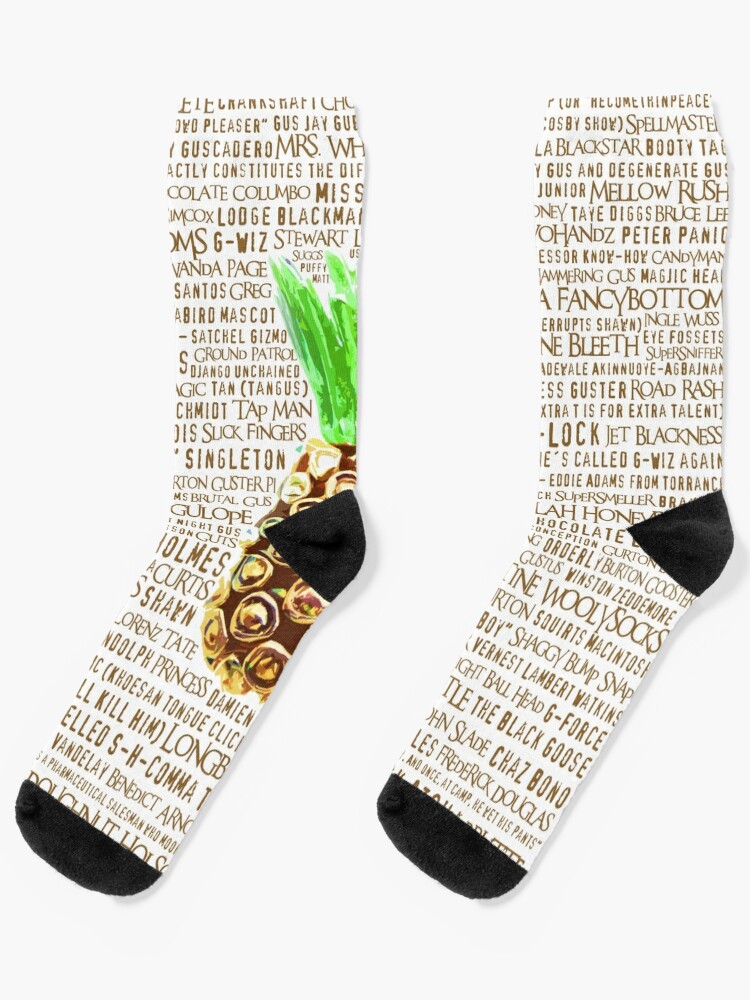 Socks, Psych Burton Guster Nicknames - Television Show Pineapple Room Decorative TV Pop Culture Humor Lime Neon Brown designed and sold by CanisPicta