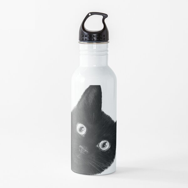 Black cat on black Water Bottle