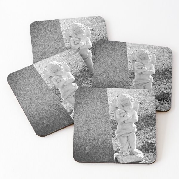 Item preview, Cherub Angel By Gravesite in Black and White designed and sold by Shelley Loewnau-Jones Studio.