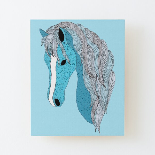 Blue Pony 3 - Blue Lagoon Wood Mounted Print