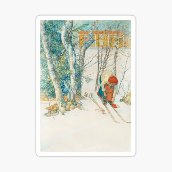 Putting on Skiis by Carl Larsson Sticker