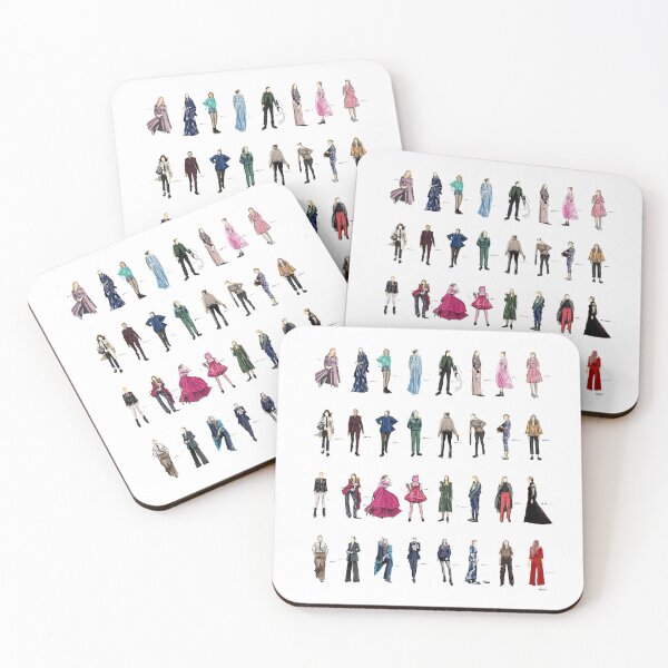 Killing eve villanelle fashion looks version3.1 Coasters (Set of 4)