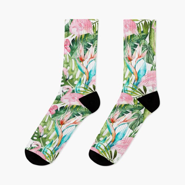 Item preview, Pink Flamingos Tropical Flowers+Foliage designed and sold by PixDezines.