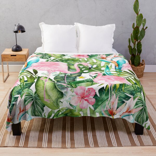 Item preview, Pink Flamingos Tropical Flowers+Foliage designed and sold by PixDezines.