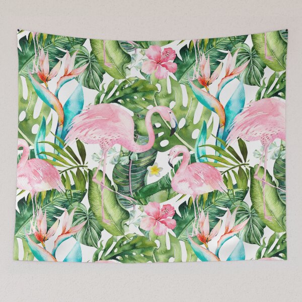 Item preview, Pink Flamingos Tropical Flowers+Foliage designed and sold by PixDezines.