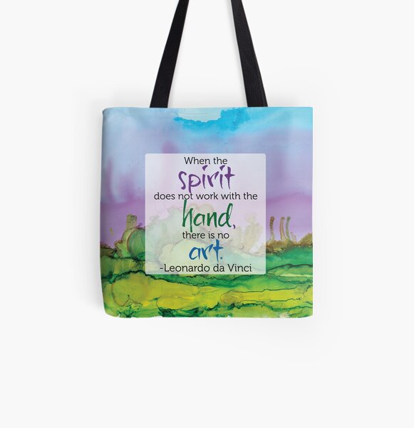 Inspirational Quote - Alcohol Ink - Da Vinci All Over Print Tote Bag