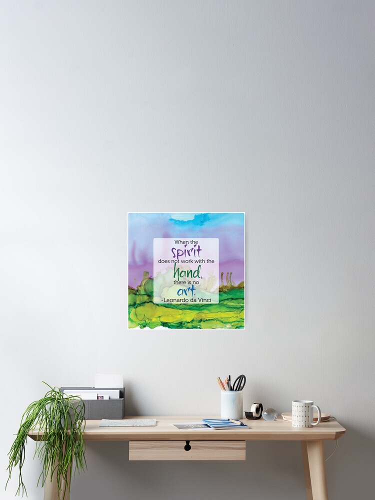 Thumbnail 2 of 3, Poster, Inspirational Quote - Alcohol Ink - Da Vinci designed and sold by qwollock.