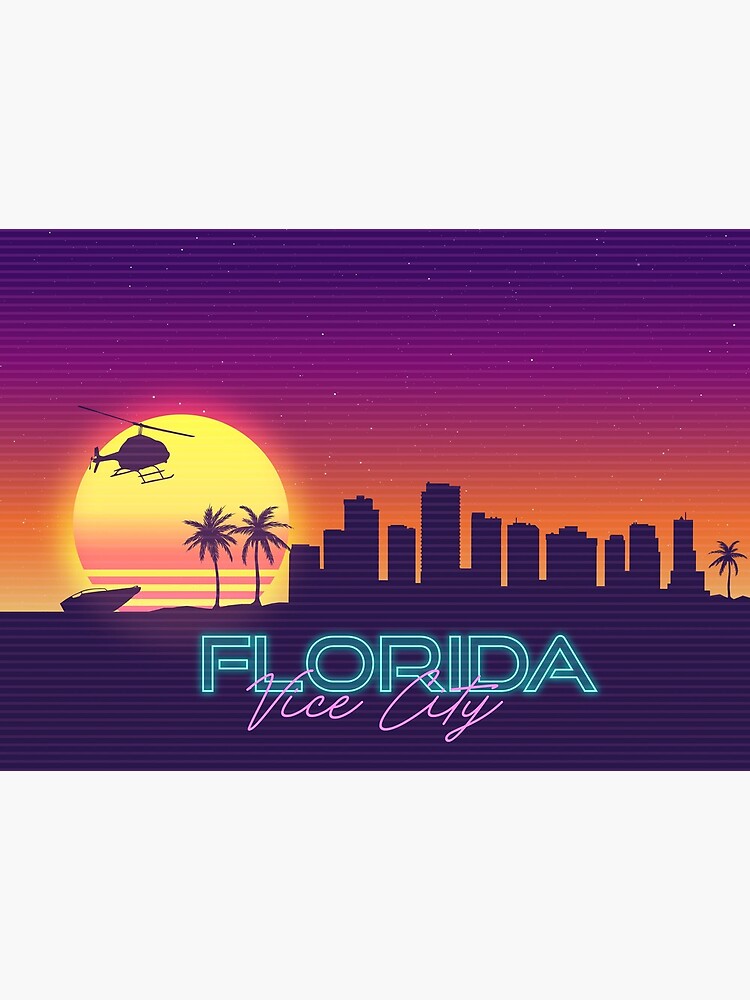 Miami Florida Vice City USA Landscape Retro Skyline 80 S Style Vapor Wave  Stock Vector - Illustration of silhouette, urban: 260293847